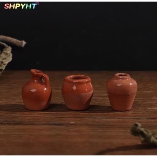 High Quality1Pc Dollhouse Miniatures 1:12 Mini Ceramic Pot DIY Handmade Doll House Kitchen Ceramic Ornament Decoration vase NEW