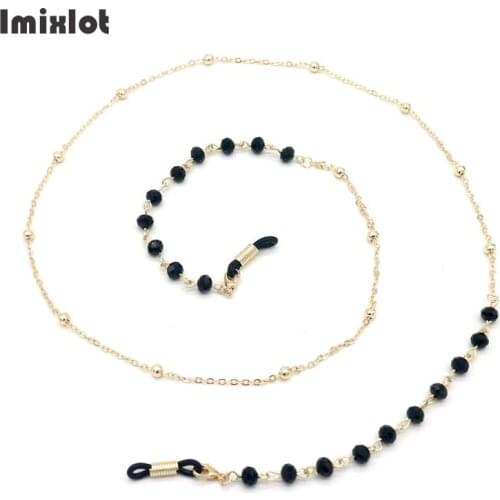 Fashion Reading Glasses Chain Women Metal Sunglasses Cords Black Crystal Beaded Eyeglass Lanyard Hold Straps Eyewear Retainer