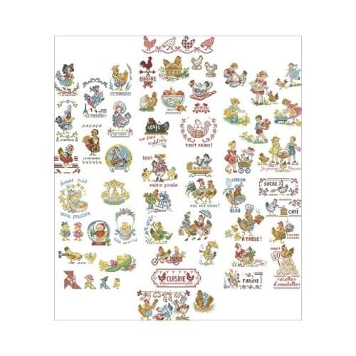The story of French chicken Needlework,For Embroidery,DIY 14CT Unprinted Arts Cross stitch kits Set Cross-Stitching Home Decor
