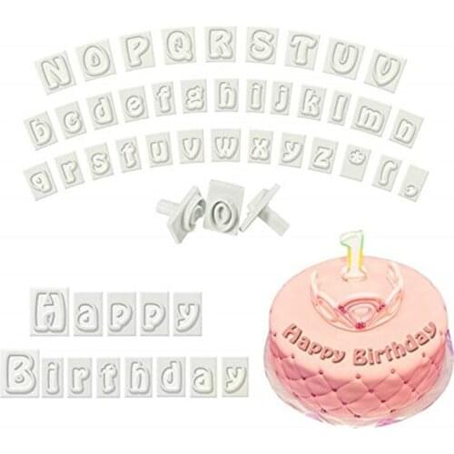 64 Piece Plastic Alphabet Cookie Cutter Set Fondant Cutters Mold Upper and Lower Case Art Deco Number Letter Stamps