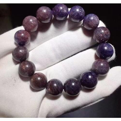 Genuine Natural Blood Red Dichroite Cordierite Iolite Bracelet Women 14.7mm Star Light Round Beads Genuine AAAAAA