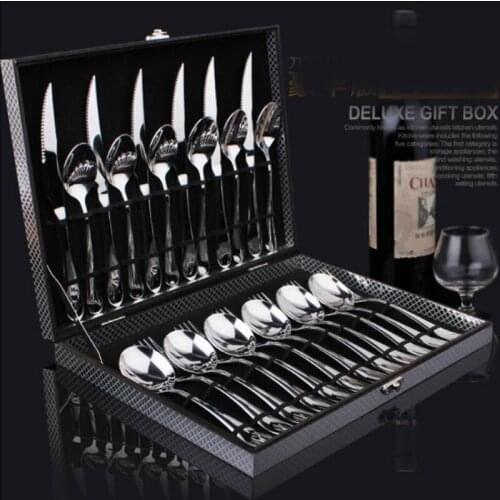 NHM Western dinner tableware 24 pieces stainless steel knife and fork western-style food knife and fork gift sets 3 colors