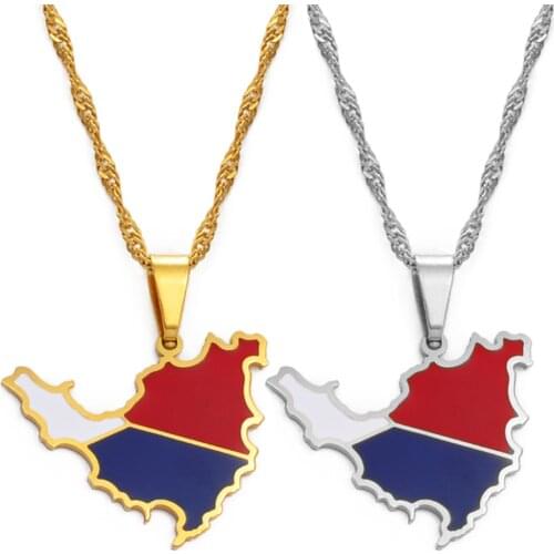 Anniyo Sint Maarten & Saint-Martin Island Map Pendant Necklace Saint Martin Gold Color Jewelry Gifts Netherlands #204221