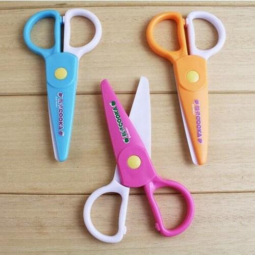 Pulaqi DIY photo plastic Student Scissors/Paper-cutting scissors Child safety Scissors prevent hand injury Paper Cut Scissors