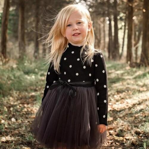 Girl Dress Spring Autumn High Waist Kids Clothes Fashion Girls Polka Dot Dress Casual Costume For Kids Girls Long Sleeve Dresses