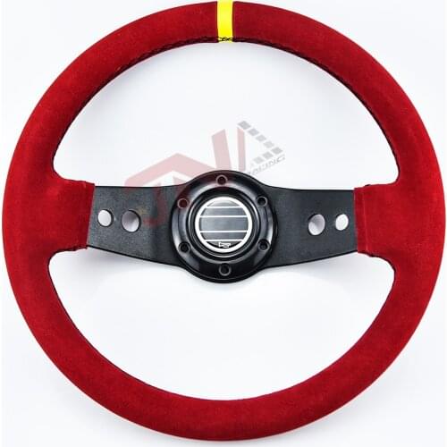 JDM 13inch Racing Game 330mm Suede Leather Steering Wheel with horn button for Car Accessories