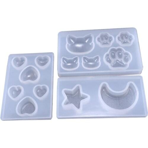 Cat bear paw heart moon star Silicone Mold Resin Silicone Mould handmade DIY Jewelry Clay Molds Making epoxy resin