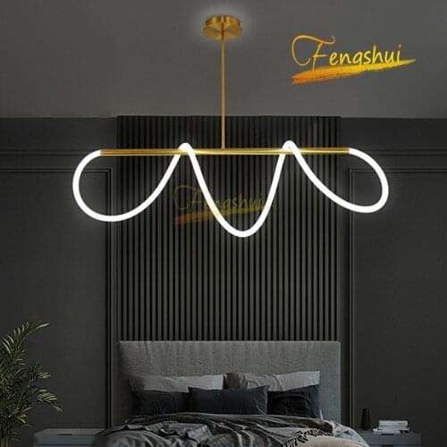 Nordic Minimalist Line Pendant Lamp Modern LED Notes Pendant Lights Lighting LOFT Restaurant Hotel Living Room Ring Hanging Lamp