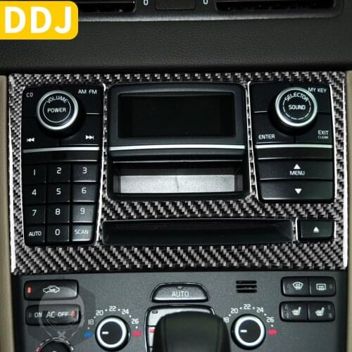 Carbon fiber For Volvo XC90 XC Classic 2003-2014 Central Control CD Radio Switch Knob Panel Frame Trim Sticker Car Accessories