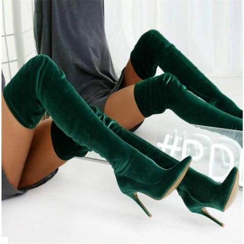 Calzado Mujer Fashion Thigh High Boots Women Soft Stretch Slim Long Over-the-Knee Boot High Heels Designer Point Toe Shoes