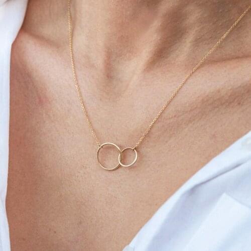 Double Circle Necklace Gold Filled Choker Handmade Jewelry Pendants Collier Femme Kolye Collares Women Necklace Jewelry