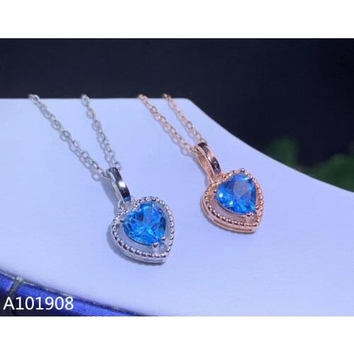 KJJEAXCMY boutique jewelry 925 sterling silver inlaid Natural Blue Topaz Womens necklace pendant supports inspection