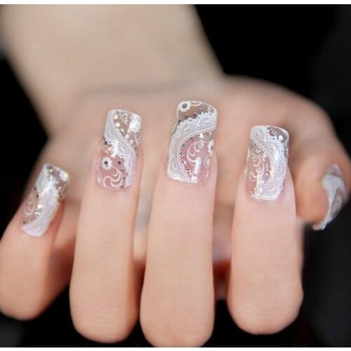 1000pcs White Lace Art Nail Sticker Decals Summer style makeup gel polish beauty tools french manicure fashion