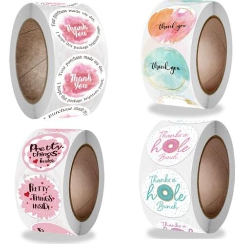 12Rolls Colorful Gradient round Thank you roll sticker for Package decorate handmade sticker stationery supplies
