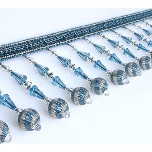 12Yards/lot Beaded Tassel Fringe Lace Trim For Curtain Edge DIY Sewing Sofa Stage Decorative Lace Ribbon Curtain Accessories