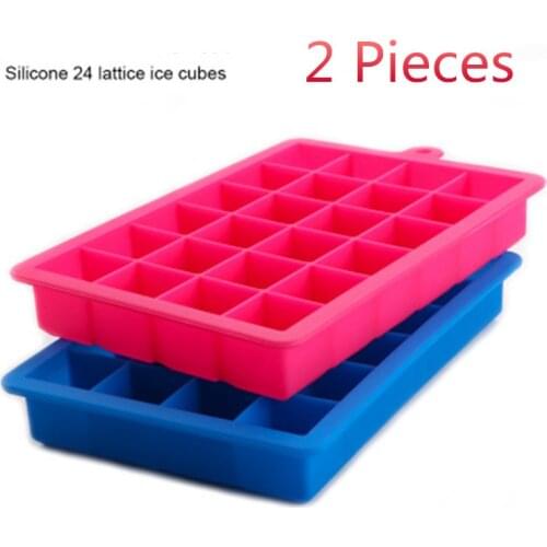 2pcs 24 Grid Silicone Ice Cube Tray Molds DIY Desert Cocktail Juice Maker Square Mould Random Color