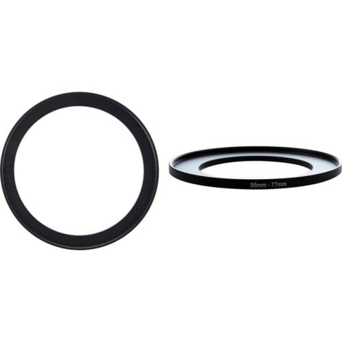 2 Pcs Camera Parts Lens Filter Step Up Ring Adapter Black 72Mm-82Mm & 55Mm-77Mm