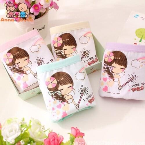 4pc/lot Girls Cotton Underwear Princess Cartoon Briefs Panties Underwear Kids Underwear Shorts for 2-12y