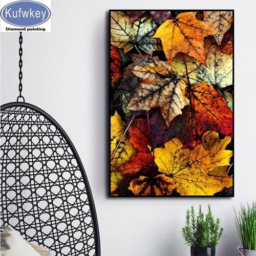 Diy plant 5d diamond painting Maple leaf Diamond rhinestone Diamond Embroidery Mosaic Cross Stitch art, home Decoration