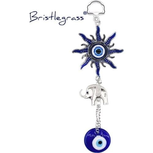 BRISTLEGRASS Turkish Blue Evil Eye Sun Elephant Amulets Lucky Charm Car Wall Hanging Pendants Pendulum Blessing Protection Decor