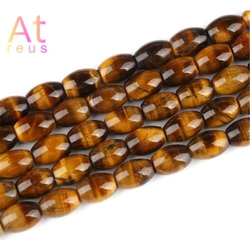 10*14mm Barrel Shape Brown Tiger Eye Agates Beads Round Loose Druzy Stone Natural Stone Beads DIY Jewelry Making 2020