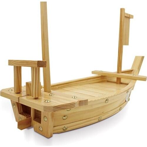 Wooden Sushi Tray Serving Boat Plate Large Size 50cm For Restaurant
