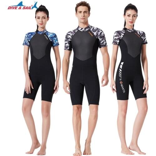 DIVE & SAIL New Arrival Men Women 1.5MM Wetsuit Shorty Scuba Diving Surfing Wet Suit Rash Guards