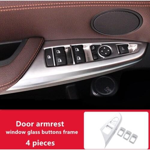 Chrome Door Armrest Panel Window Glass Lifter Button Decorative Cover Trim Sticker For BMW X3 X4 F25 F26 Interior Accessories