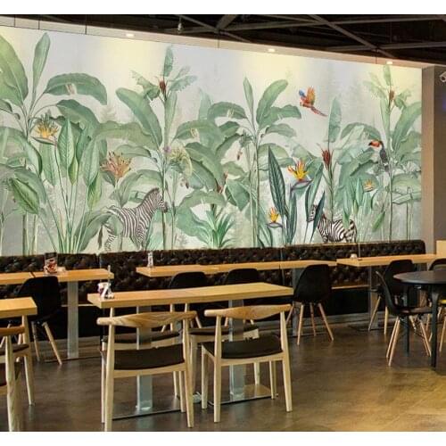 Custom 3D Wallpaper Mural Retro Tropical Rainforest Plant Animal Southeast Asia Background Wall Decorative Painting Wallpaper