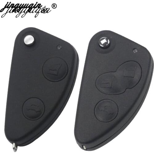 Jingyuqin for Alfa Key 2/3 Buttons Flip Folding Uncut SIP22 Blade Replace Remote Car Key Shell for Alfa Romeo 147 156 166 GT