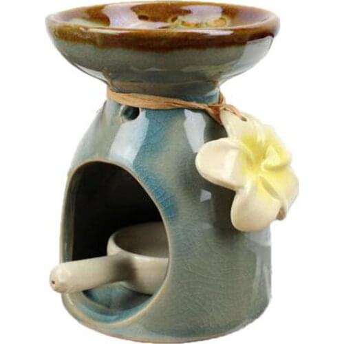 Ceramic Essential Oil Burner with Flower Decorated Aroma Burner Lamp Spa Yoga Hotel Supply Tea Light Candle Holder Home Decor