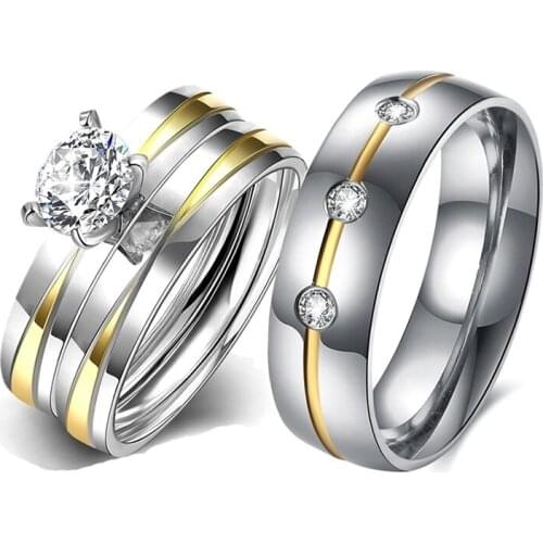 Classic Charm Couple Ring Fashion Male Female Stainless Steel Stripe Lovers Ring Accessories Jewelry For Valentines Day Gift