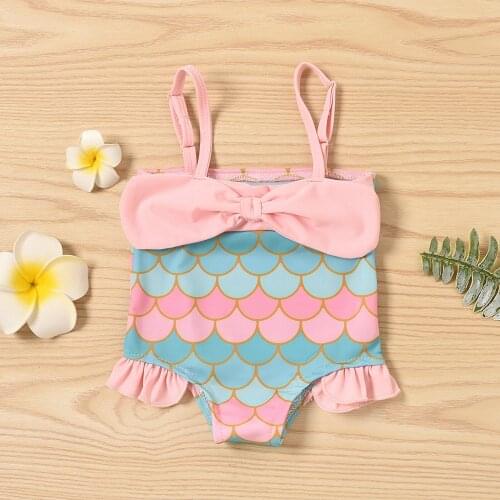 Toddler Kids Baby Girls Mermaid Squama Print Bikini Swimwear Swimsuit Beachwear Vogue Summer Childrens Swimsuit 2021 New
