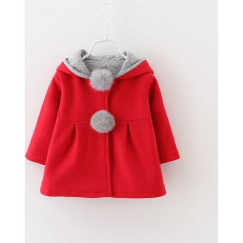 Children Autumn Winter Jacket With bunny Ears Kids Girl cute Hooded Outwear Rabbit Kid Boutique Child Overcoat with balls CT002