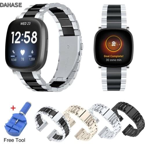 Metal Watchband For Fitbit Versa 3 Band Wrist Bracelet For Fitbit Sense Stainless Steel Strap Replace Wristband With Tool