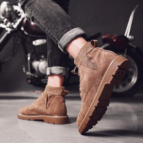 Man leather home dress boot boty ankle suede vintage coturno mens shoes genuine men winter stylish mens for casual high top