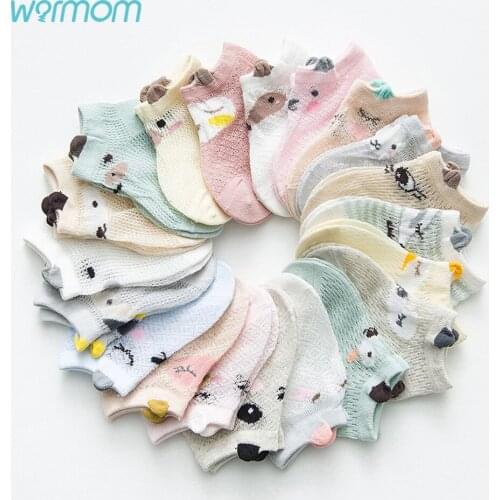 Warmom 5pairs/lot Mesh Thin Cotton Newborn Boy Kids Socks for Boy Baby Girls Socks Cartoon Baby Socks Newborn Leg Warmer