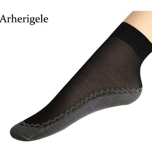 Arherigele Summer Thin Lady Short Socks for Women Transparent Socks Bottom Thicken Non Slip Breathable Ankle Socks 10pcs=5pairs