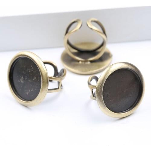 Onwear 5pcs vintage metal cabochon ring base setting 20mm dia blank bezel for jewelry making diy findings