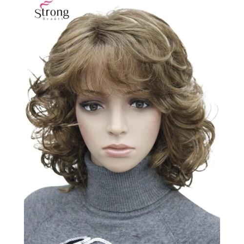 StrongBeauty Short Tousled Curls Brown,Auburn,Blonde Full Synthetic Wigs COLOUR CHOICES