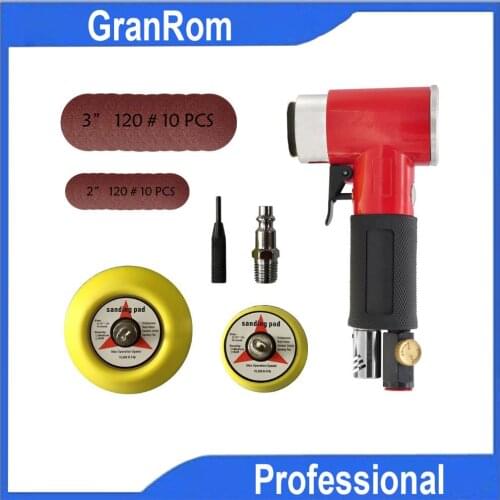 Pneumatic Eccentric Grinding Machine 25pcs Set Swing Type 1/4" 90° Velcro Sanding Polishing Machine