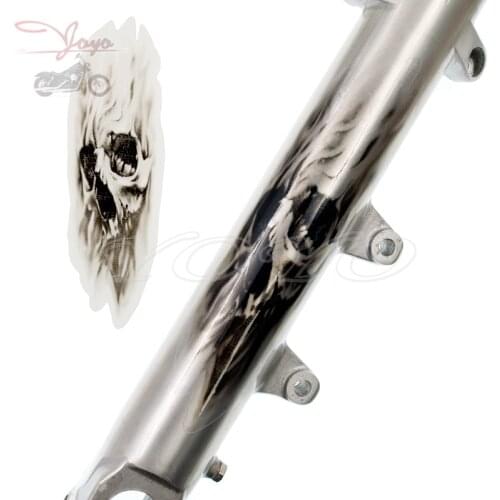 Transparent Flame Skull Decal Fork Decals Fender Stickers Fairing Graphic For Kawasaki Vulcan Suzuki Intruder V-Strom M109R
