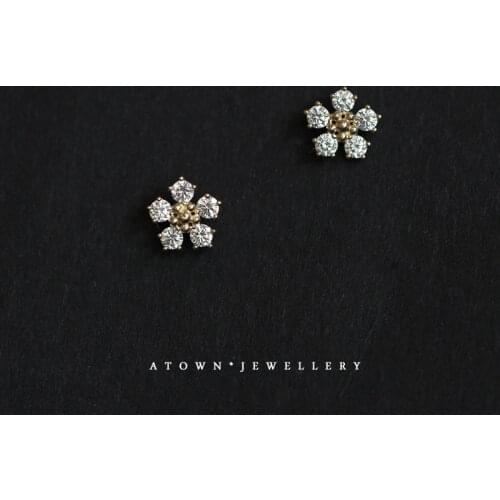 S925 Silver Earrings For Women Set Zirconium Diamond Flower Fashion Girl Gift Wedding Jewelry Anti-Allergic Punk Design INEFFA