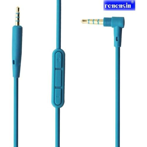 Renensin blue Replacement Audio 3.5 to 2.5mm Cable For Bose Quiet Comfort QC25 Headphone MIC With Controller For Iphone Andrews