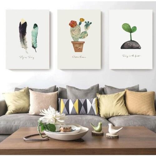 Nordic Modern Oil Painting Fresh Plant Living Room Restaurant Frameless Decorative Painting Sofa Background Wall Art Canvas