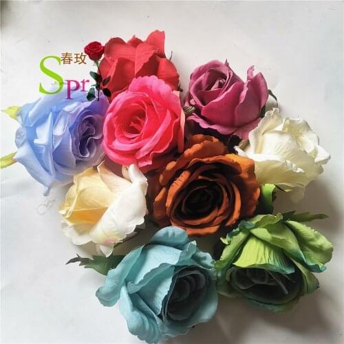 SPR 9cm 100pcs High Quality Rose Flower Head Silk Artificial Flowers Decor For Home DIY Garland Christmas Decorations New Year