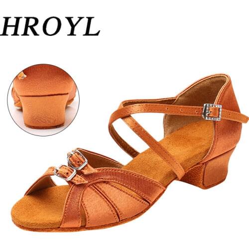 Children Dance Shoes for Girls Women Ballroom Latin shoes Ladies Modern Tango Dancing Performance Shoes Salsa Sandral 3.5CM Heel