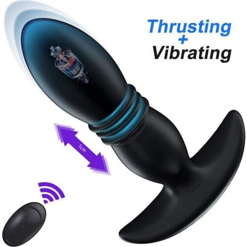 VETIRY Telescopic Anal Vibrator G-spot Stimulator Butt Plug 12 Speeds Wireless Remote Dildo Adult Masturbation Sex Toys for Men