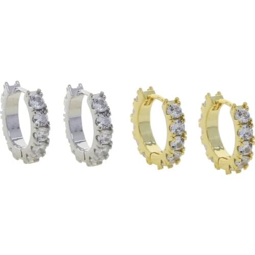 High Quality Simple Geometric circle Gold Color charm Hoop Huggie Earrings with 5A cz paved wedding Jewelry for Women drop ship