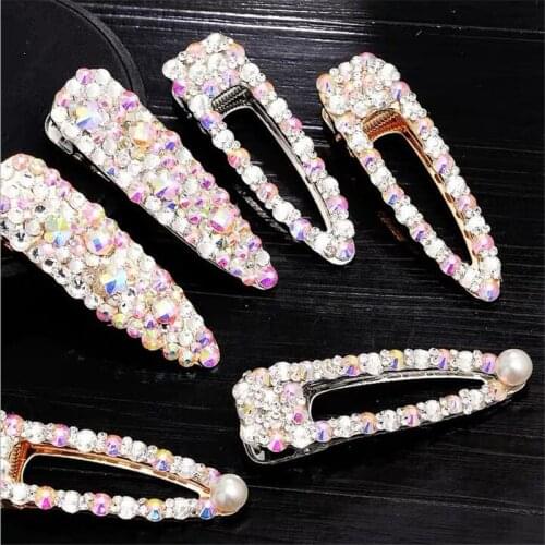 New Korean Fashion Colorful Rhinestone Crystal Pearl Cute Hairpins Barrettes Hair Clip For Girl Womens Hair Accessories